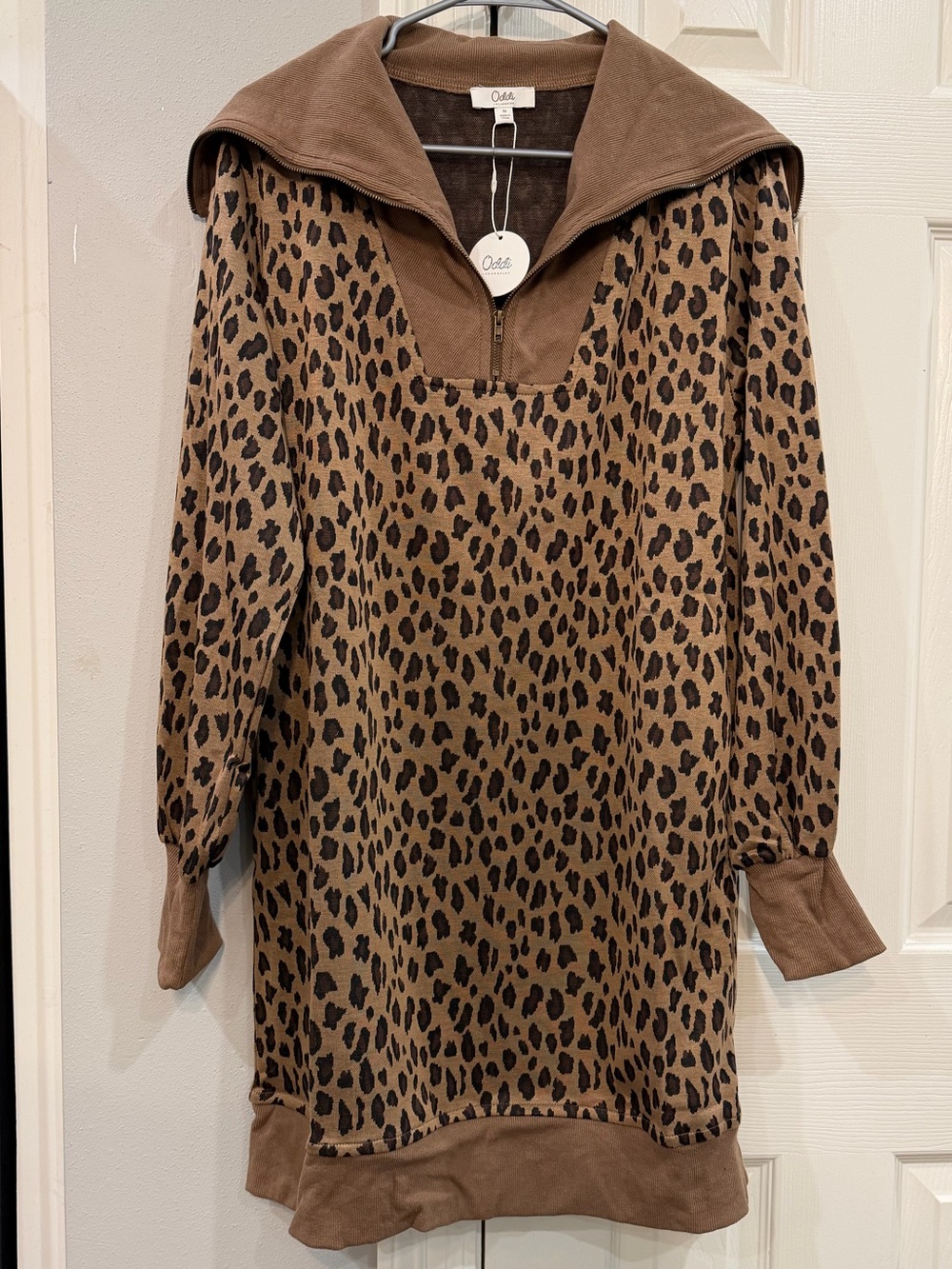Oddi Brown Leopard Jacquard dress Sz M